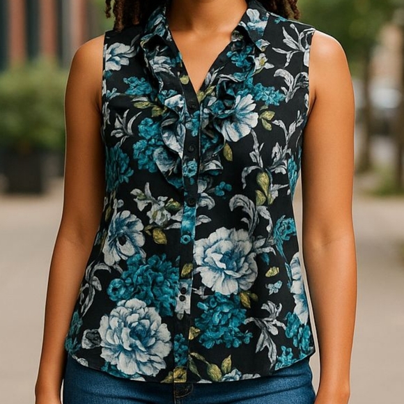 Tahari Tops - Tahari Floral Sleeveless Top Woman's Size Large